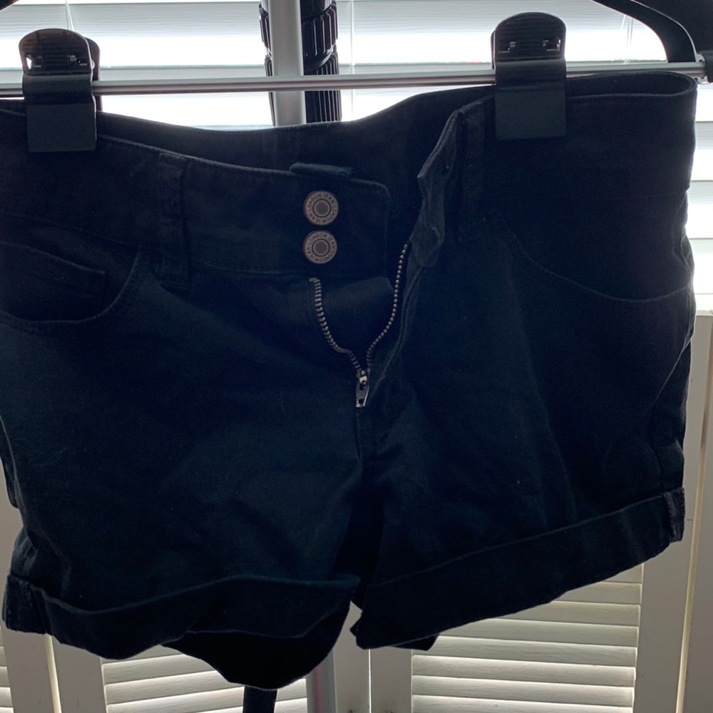 Junior black denim shorts